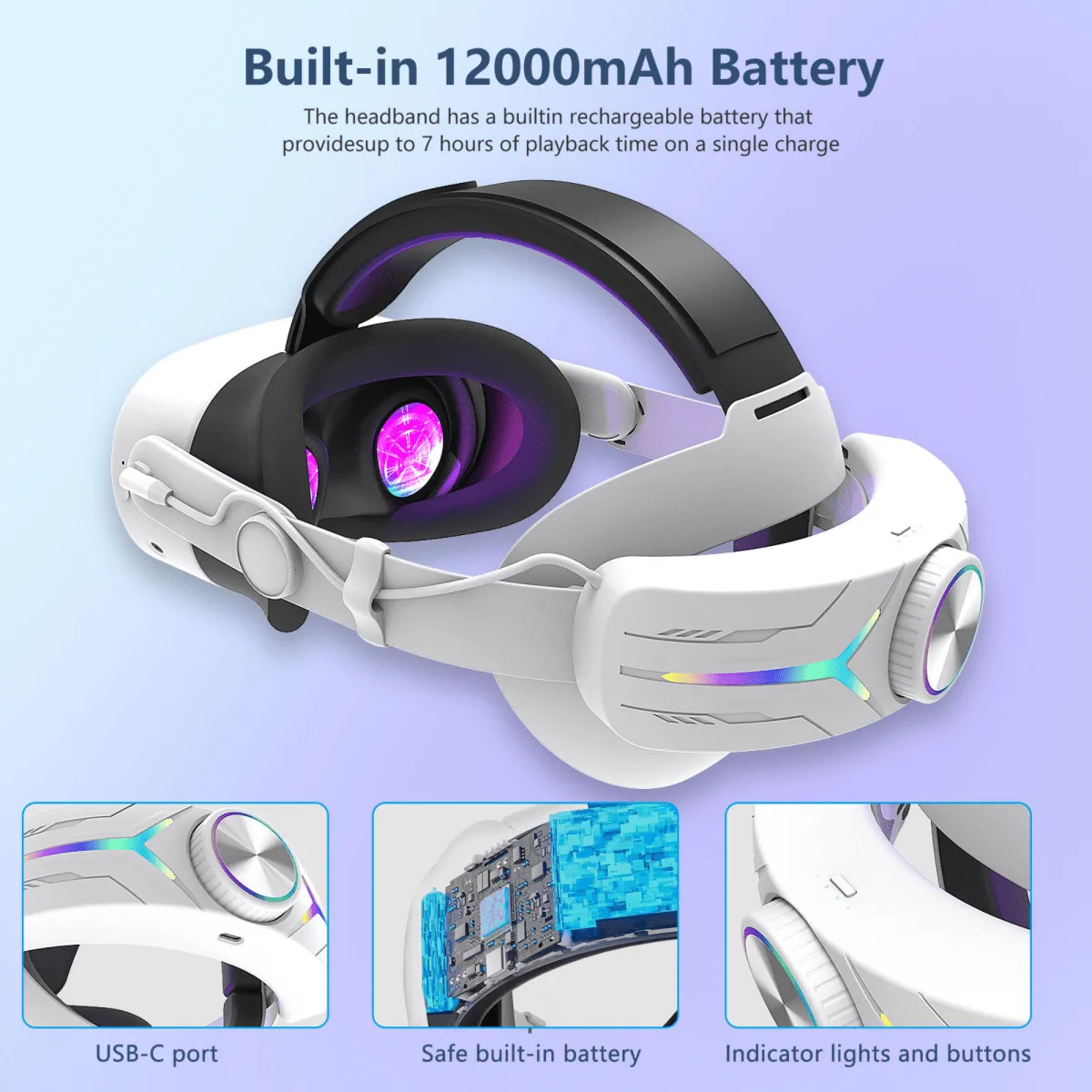 Head Strap Elite Strap with 12000 mAh battery | for Meta Quest 3S &amp; Quest 3