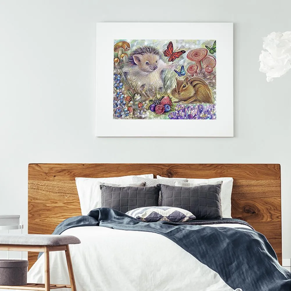 Hedgehog Animal - Full Round Diamond - 40x30cm