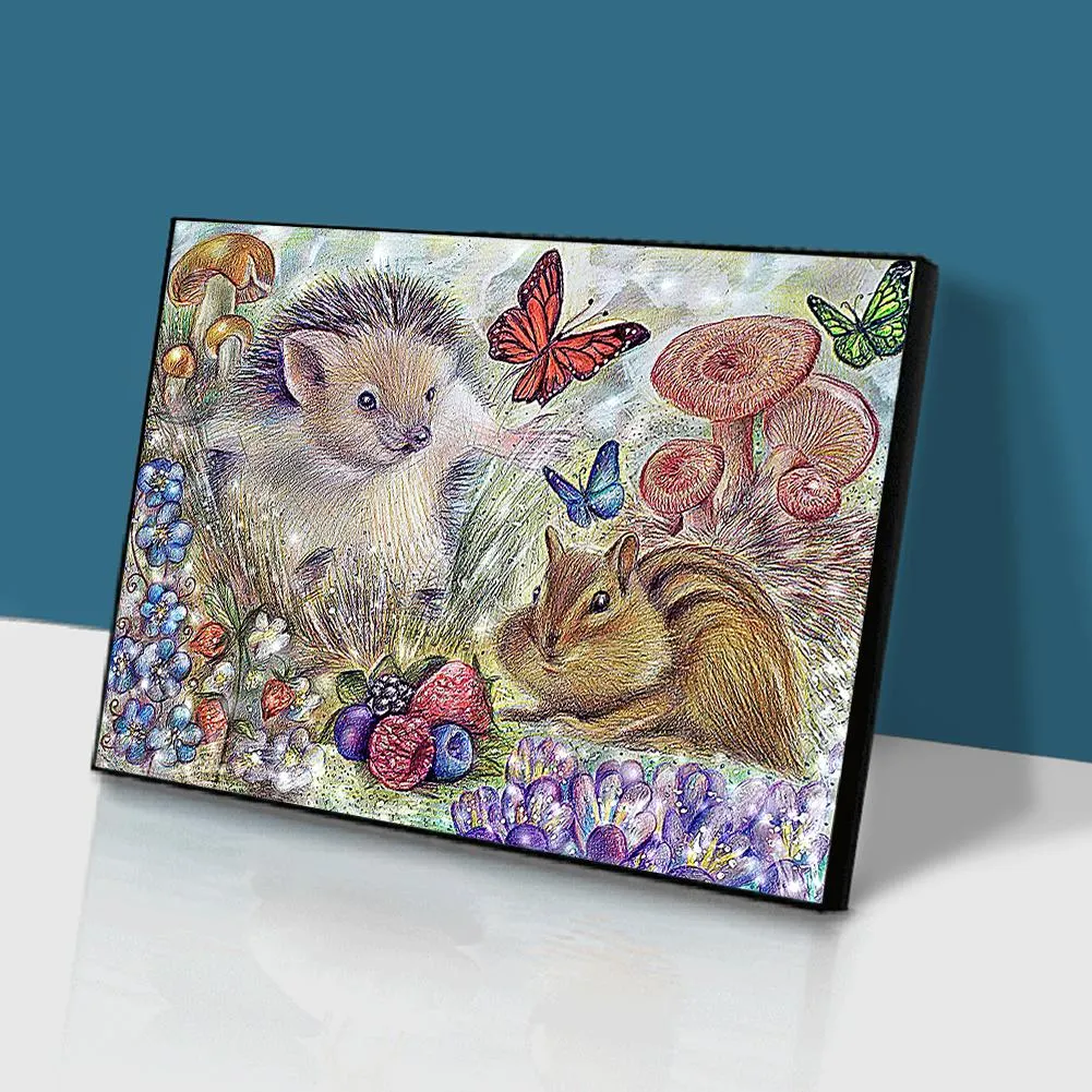 Hedgehog Animal - Full Round Diamond - 40x30cm