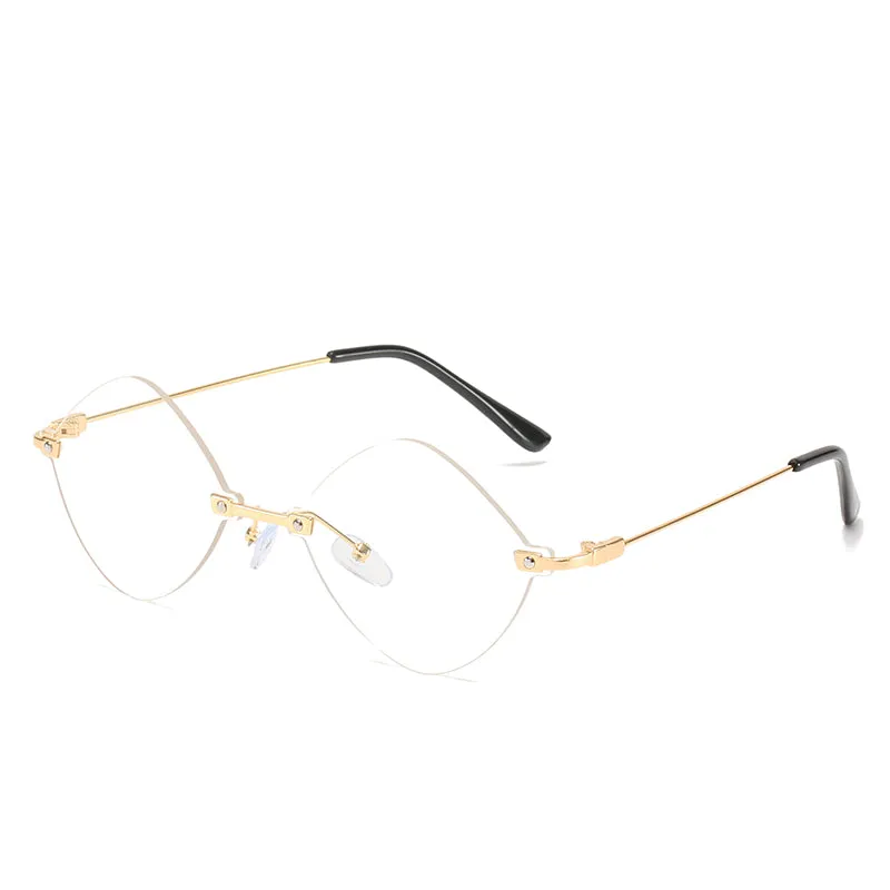 Irregular rimless metal sunglasses