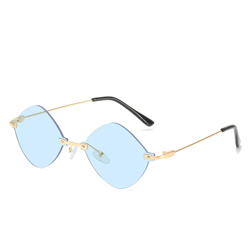 Irregular rimless metal sunglasses
