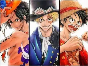 Japanese Anime Diamond Painting - Full Drill Square/Round 5D Embroidery, Cartoon Ace Sabo and Luffy