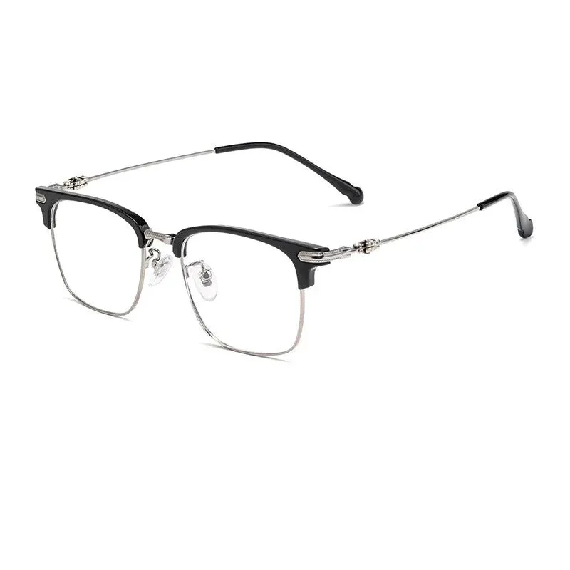 Kocolior Unisex Full Rim Square Titanium Alloy Hyperopic Reading Glasses 8366