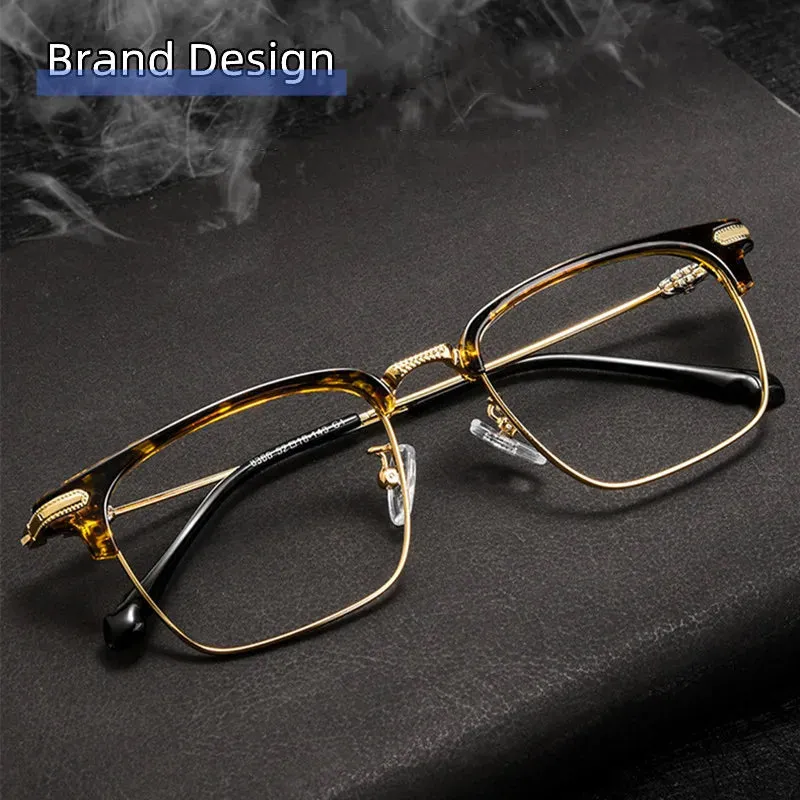 Kocolior Unisex Full Rim Square Titanium Alloy Hyperopic Reading Glasses 8366