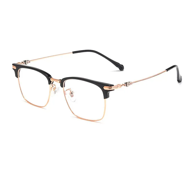 Kocolior Unisex Full Rim Square Titanium Alloy Hyperopic Reading Glasses 8366