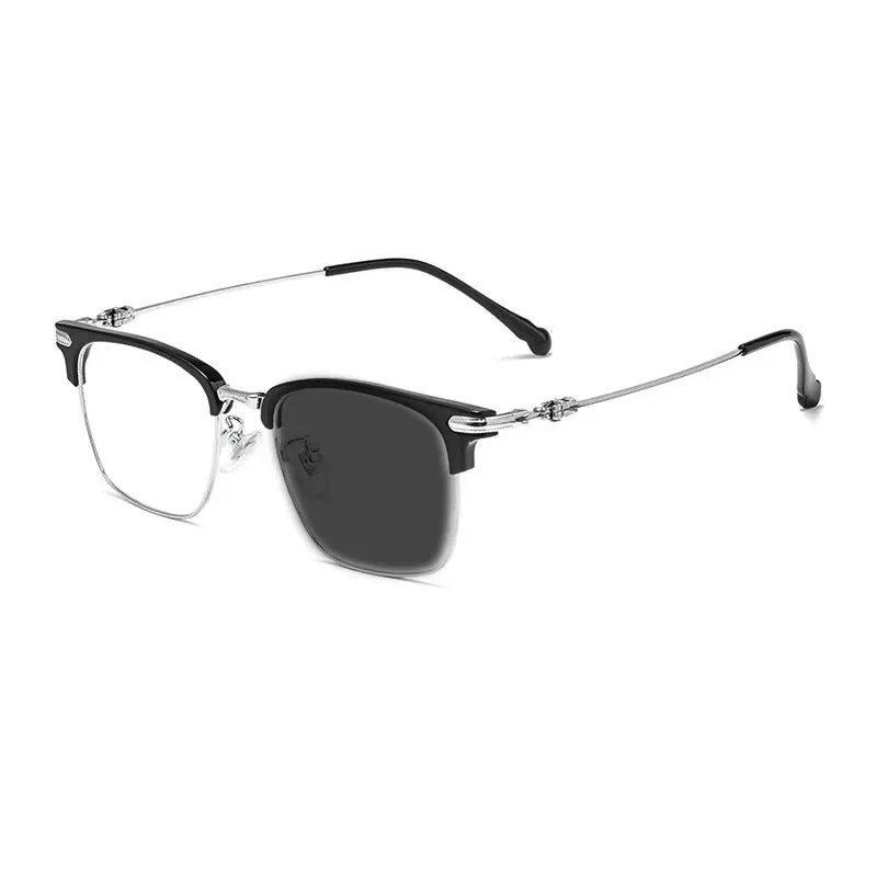 Kocolior Unisex Full Rim Square Titanium Alloy Hyperopic Reading Glasses 8366