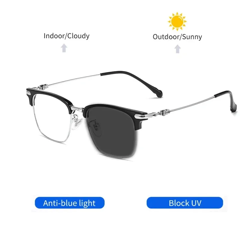 Kocolior Unisex Full Rim Square Titanium Alloy Hyperopic Reading Glasses 8366