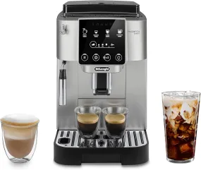 Magnifica Start Automatic Espresso & Coffee Machine with Manual Milk Frother for Latte, Cappuccino, Built-In Grinder, Silver, ECAM22022SB