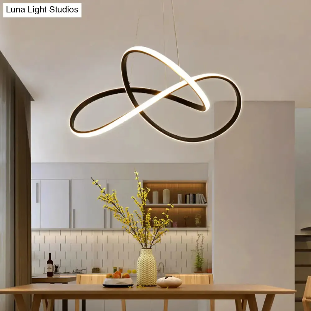 Modern Black LED Chandelier with Acrylic Shade - Minimalistic Pendant Light Fixture