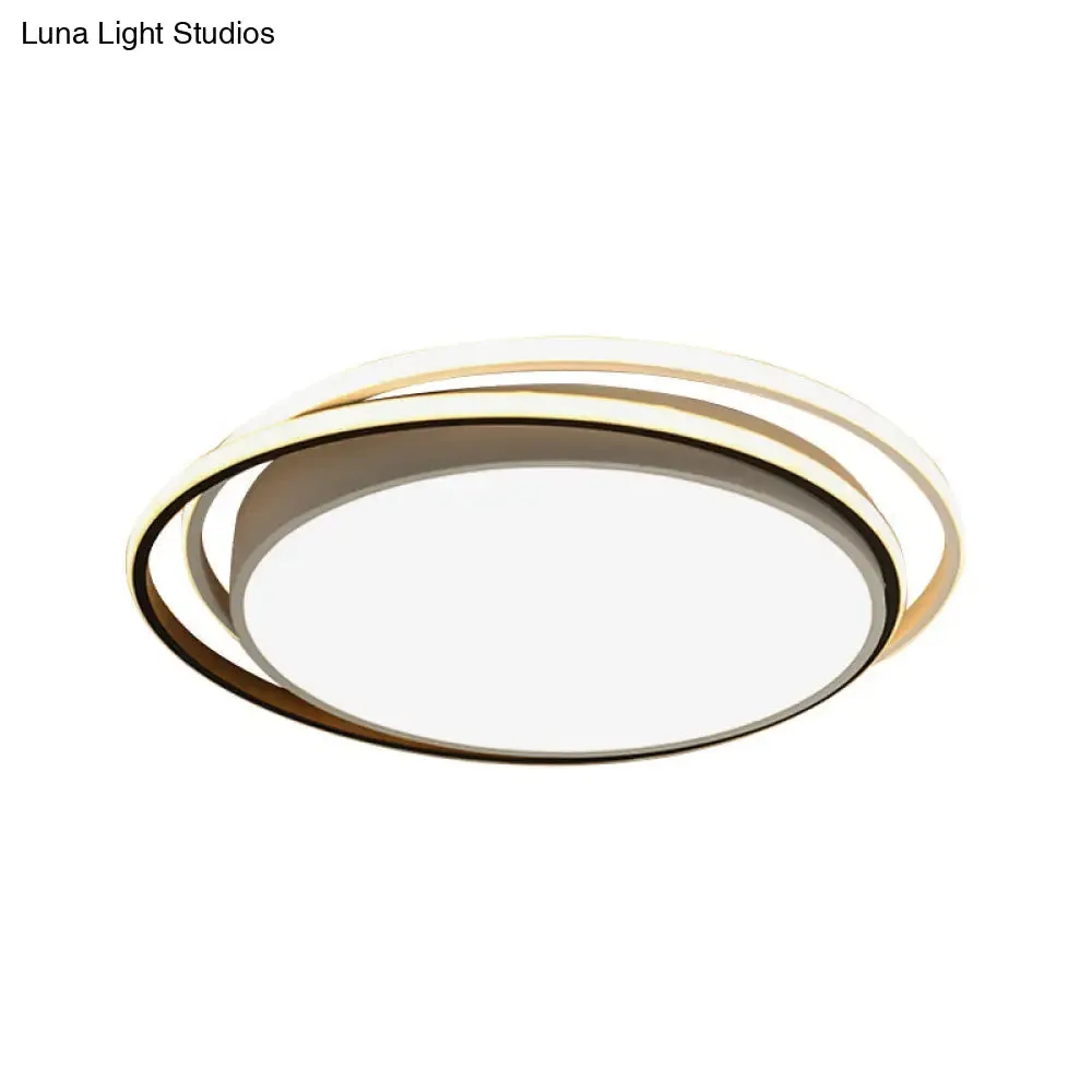 Modern Drum Flush Ceiling Light with Acrylic Diffuser - Integrated LED, Black/White - Ideal for Bedroom in Warm/White