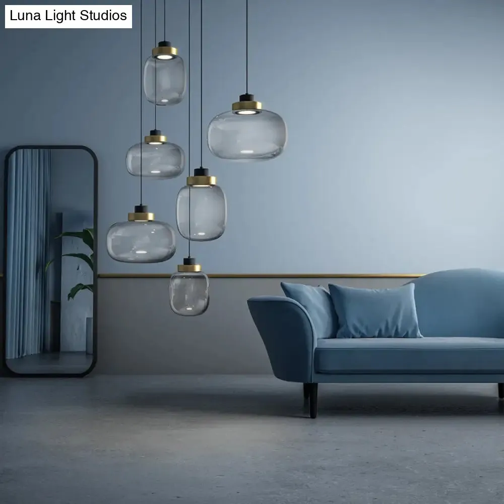 Modern Smoky Glass LED Pendant Light - 7"/8.5" Wide Suspension Kit in White/Warm Light