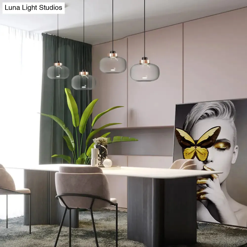 Modern Smoky Glass LED Pendant Light - 7"/8.5" Wide Suspension Kit in White/Warm Light