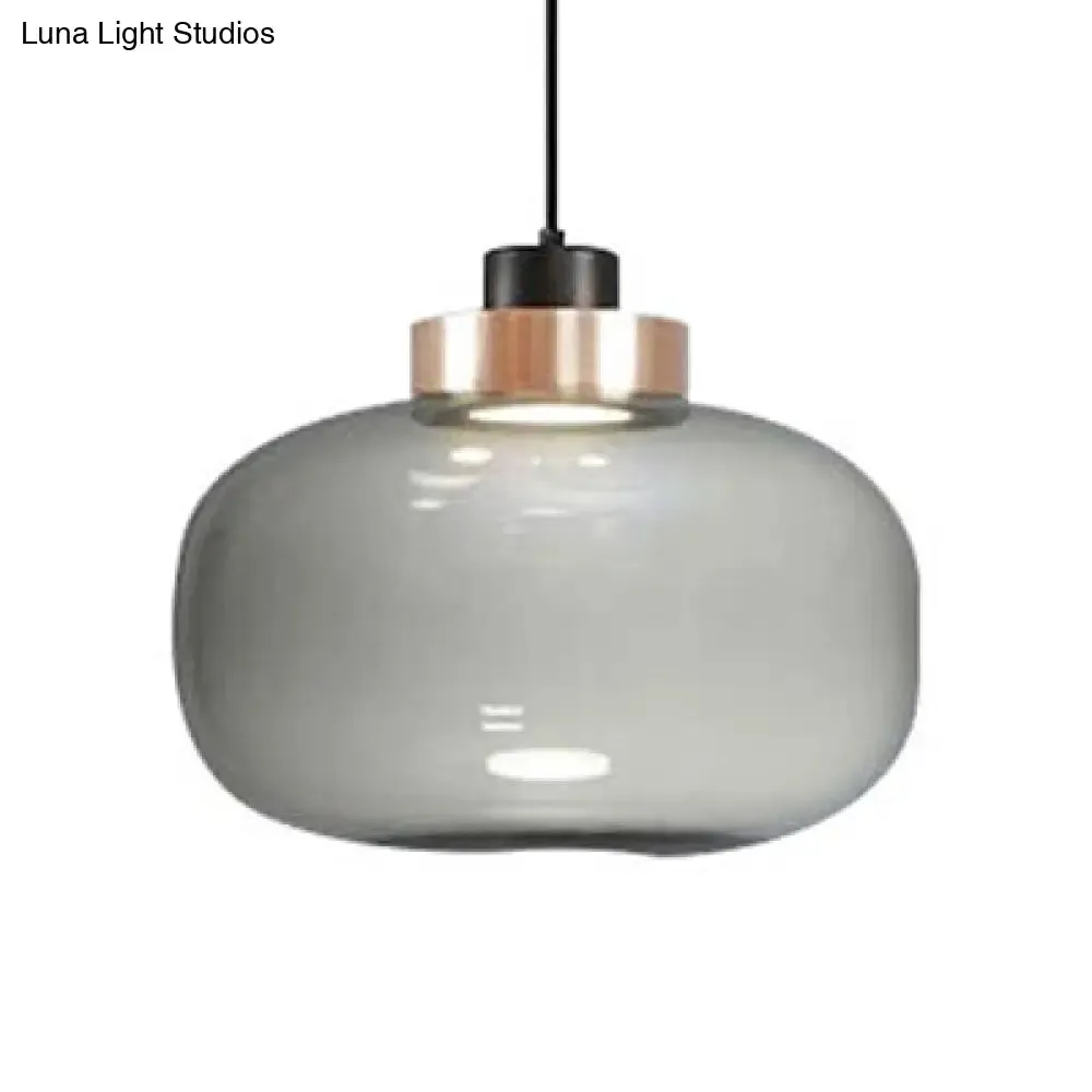 Modern Smoky Glass LED Pendant Light - 7"/8.5" Wide Suspension Kit in White/Warm Light