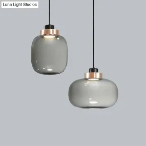 Modern Smoky Glass LED Pendant Light - 7"/8.5" Wide Suspension Kit in White/Warm Light