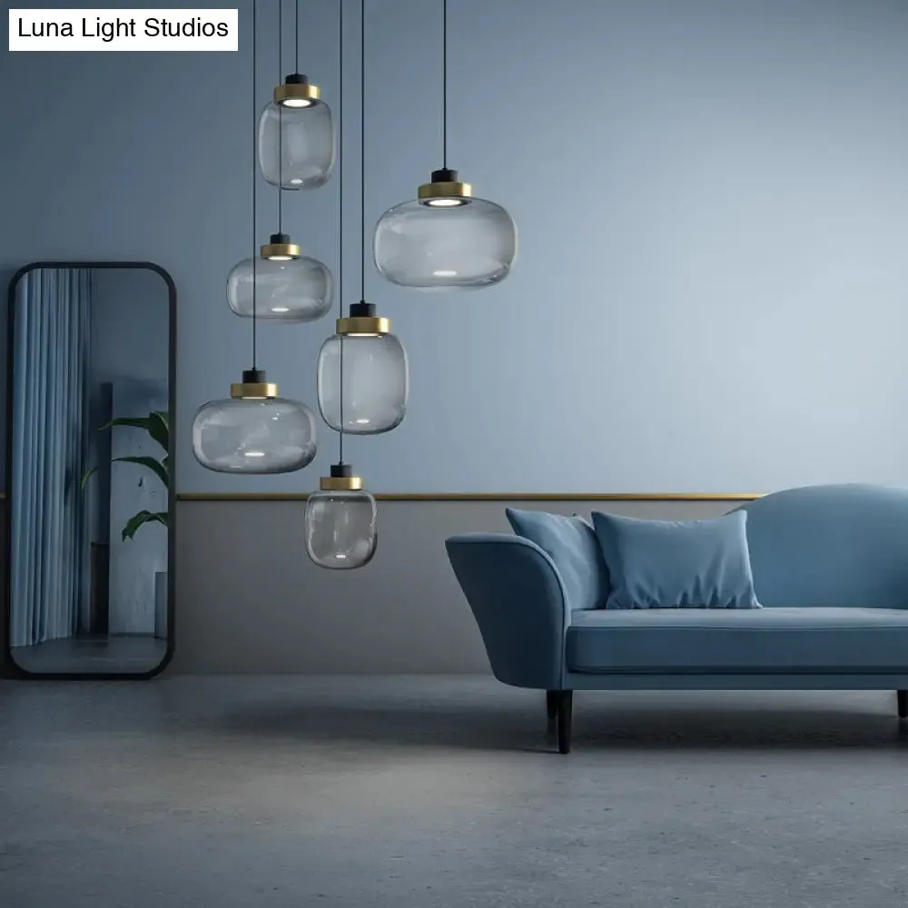 Modern Smoky Glass LED Pendant Light - 7"/8.5" Wide Suspension Kit in White/Warm Light