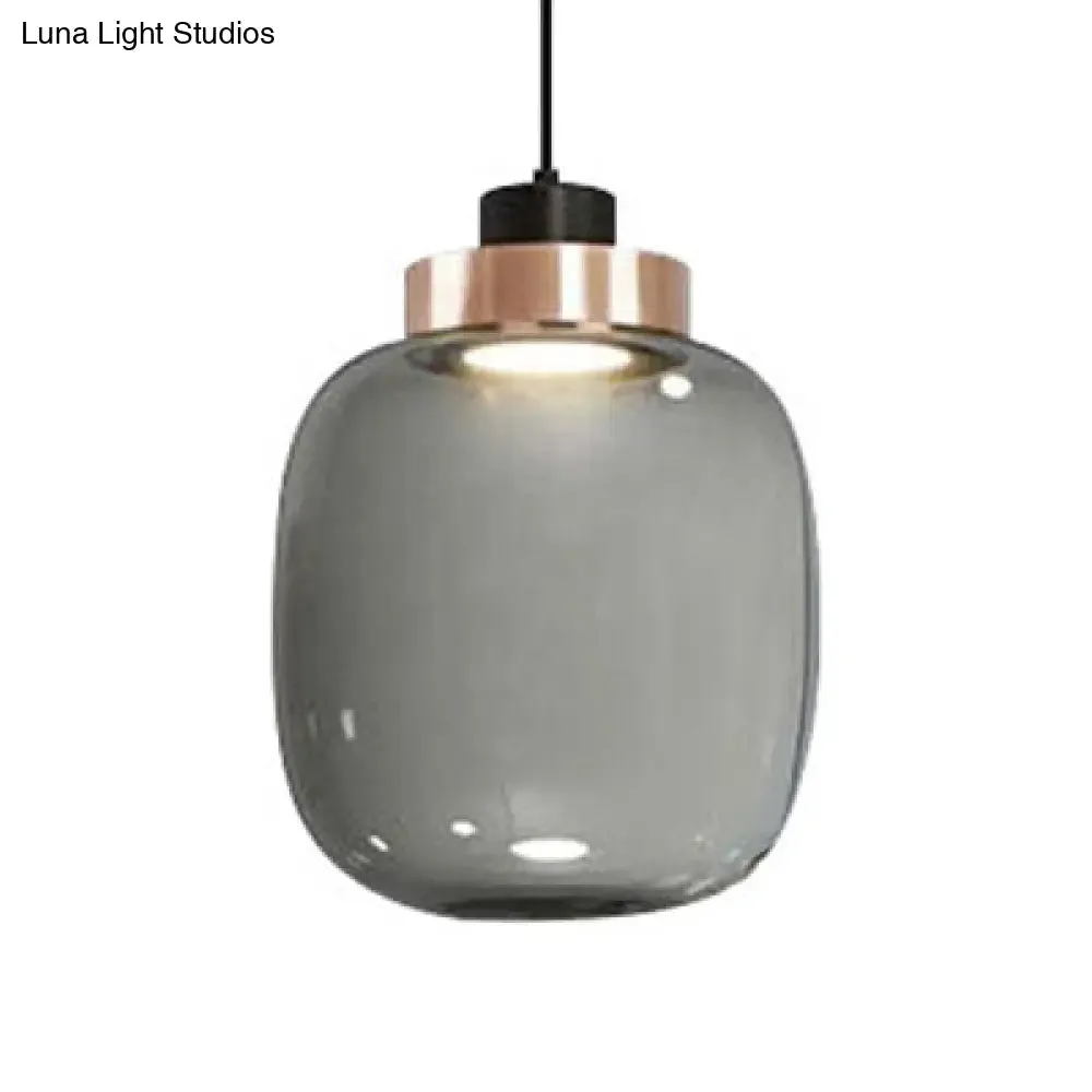 Modern Smoky Glass LED Pendant Light - 7"/8.5" Wide Suspension Kit in White/Warm Light