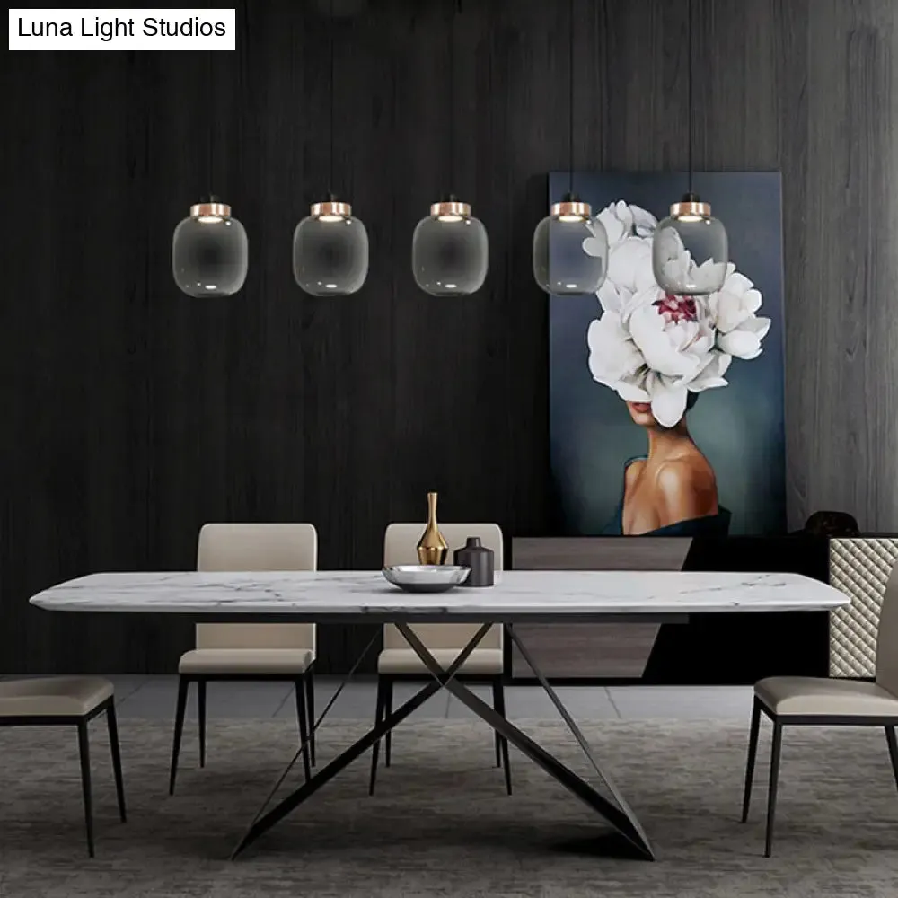 Modern Smoky Glass LED Pendant Light - 7"/8.5" Wide Suspension Kit in White/Warm Light