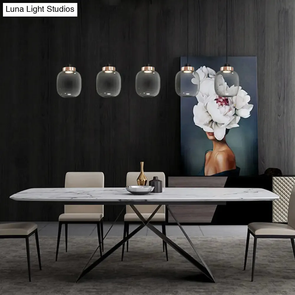 Modern Smoky Glass LED Pendant Light - 7"/8.5" Wide Suspension Kit in White/Warm Light