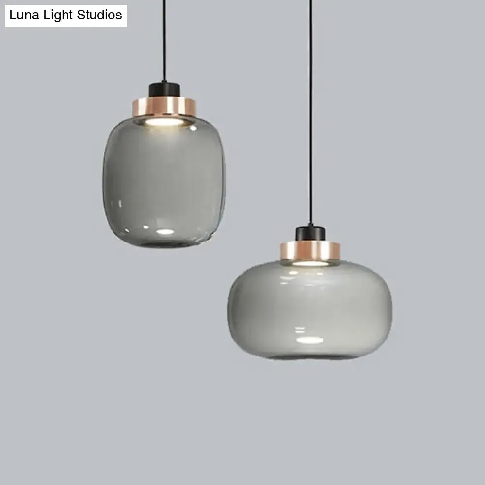 Modern Smoky Glass LED Pendant Light - 7"/8.5" Wide Suspension Kit in White/Warm Light