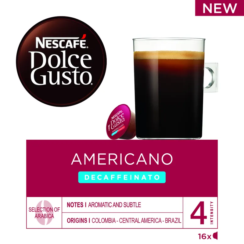 NESCAFÉ Dolce Gusto Americano Decaf coffee pods 16 Pack - Case of 3