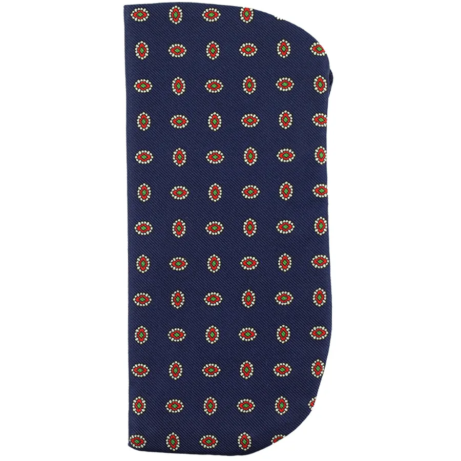 Paisley Printed Silk Glasses Case - Navy I