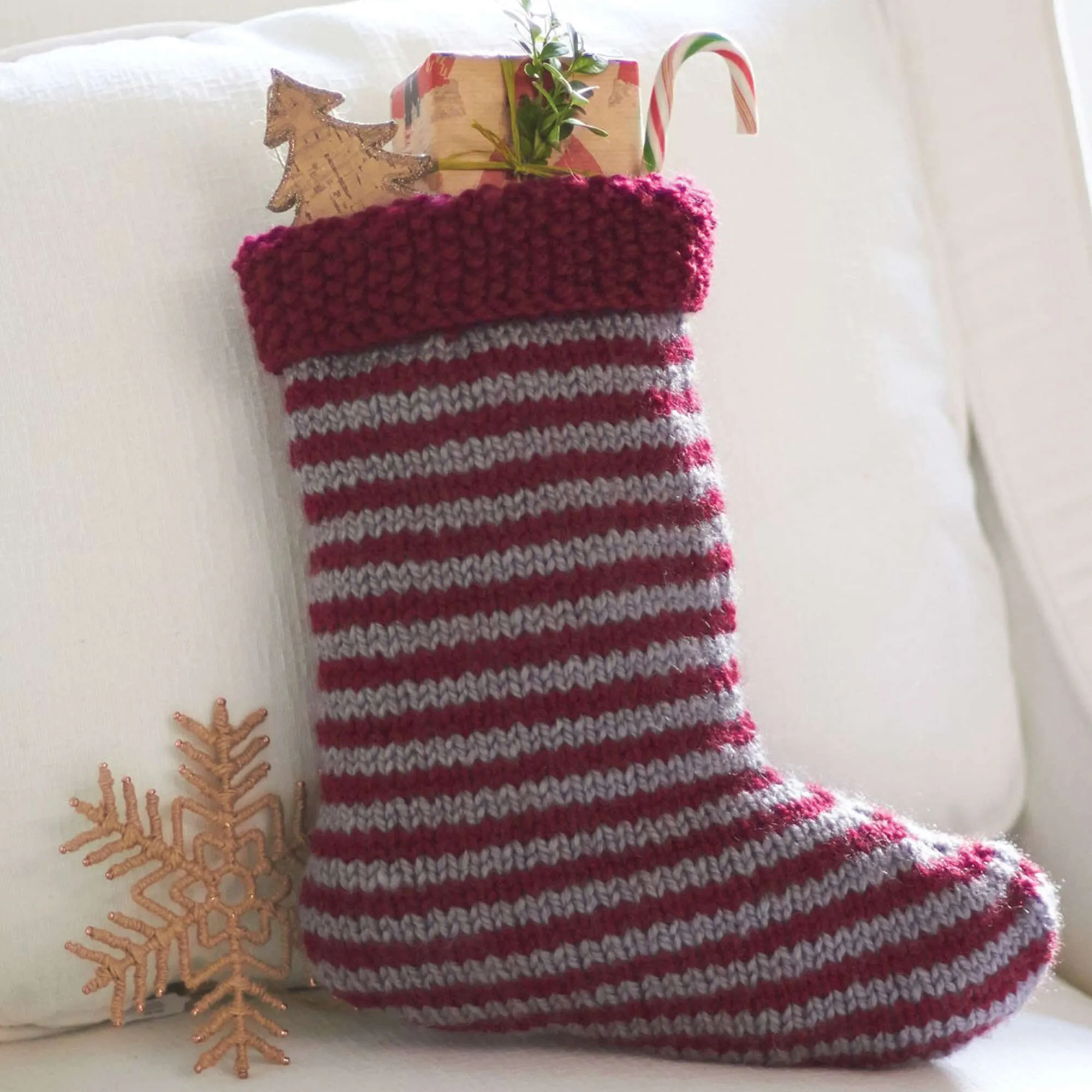 Patons Knit Striped Stocking