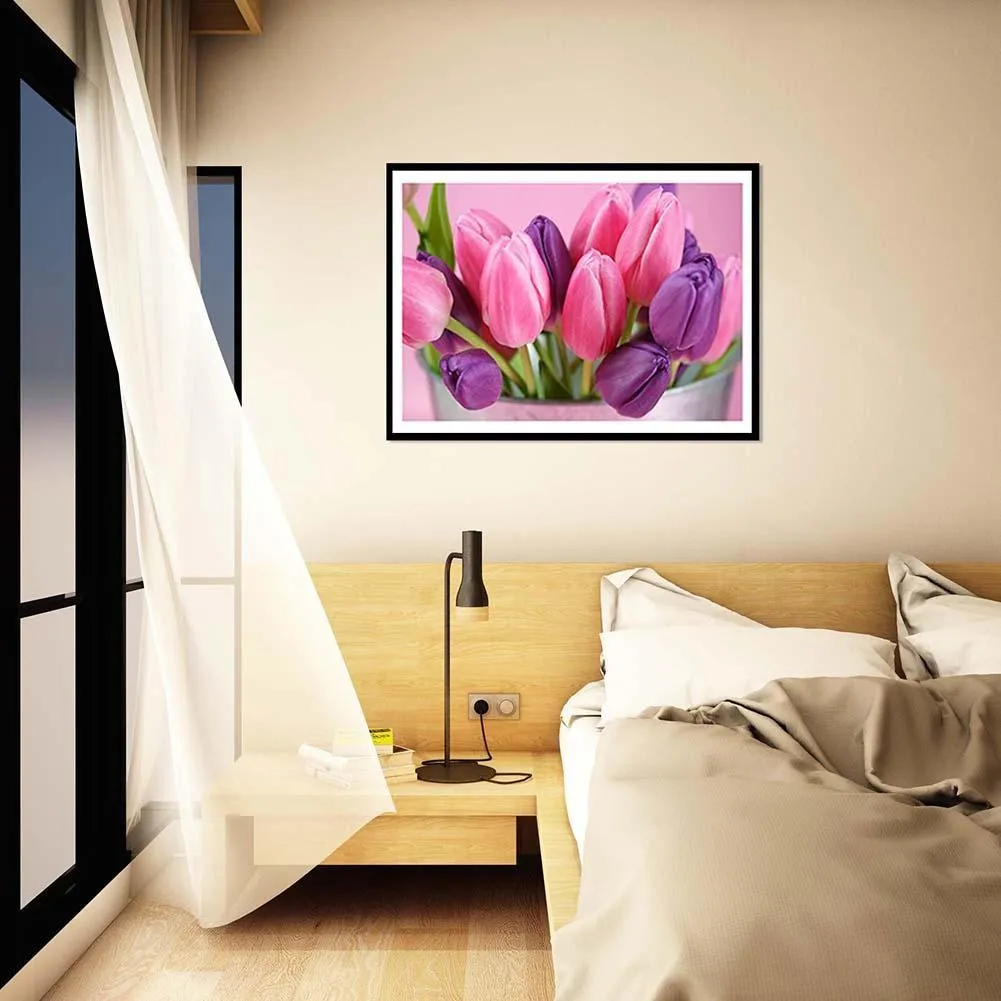 Pink Flowers  - Full Diamond Painting 40x30cm