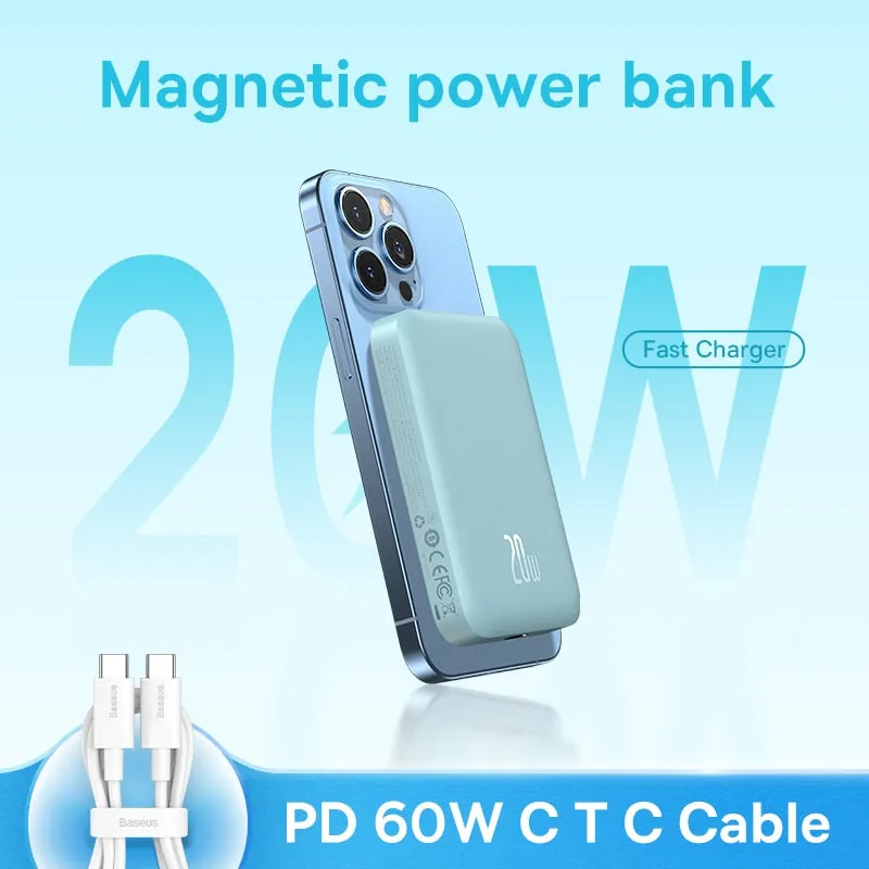 Power Bank Baseus Magsafe 6000mAh 20W Wireless Phone Charger External Battery Fast Charging For iPhone 14 13 12 Series Powerbank