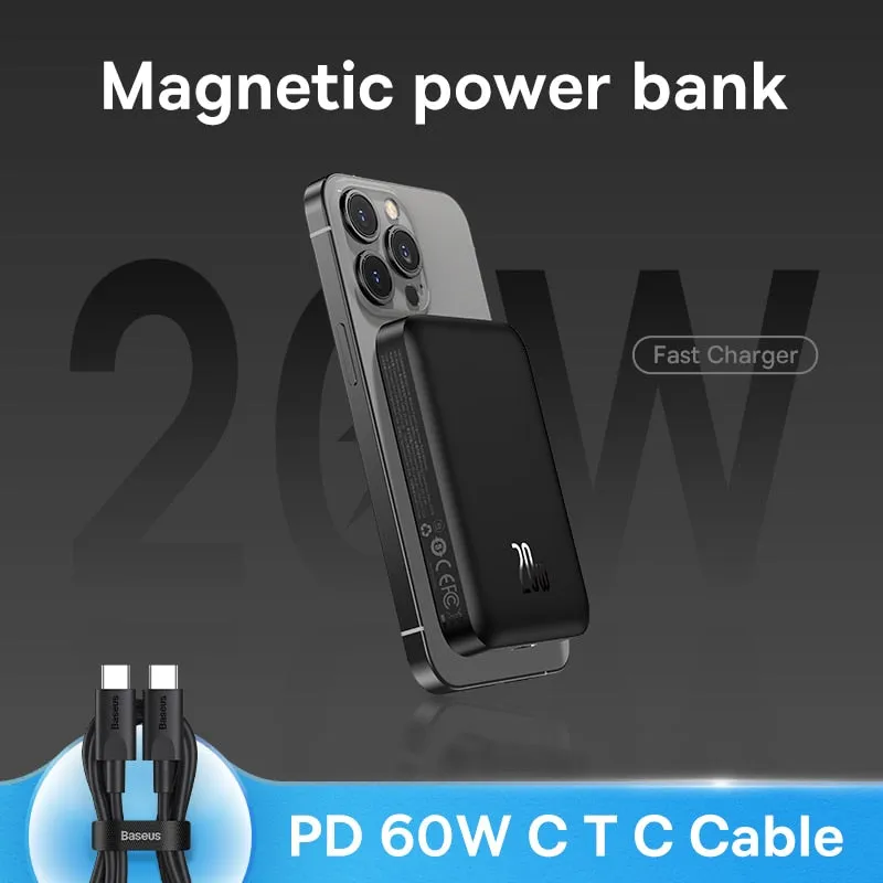 Power Bank Baseus Magsafe 6000mAh 20W Wireless Phone Charger External Battery Fast Charging For iPhone 14 13 12 Series Powerbank