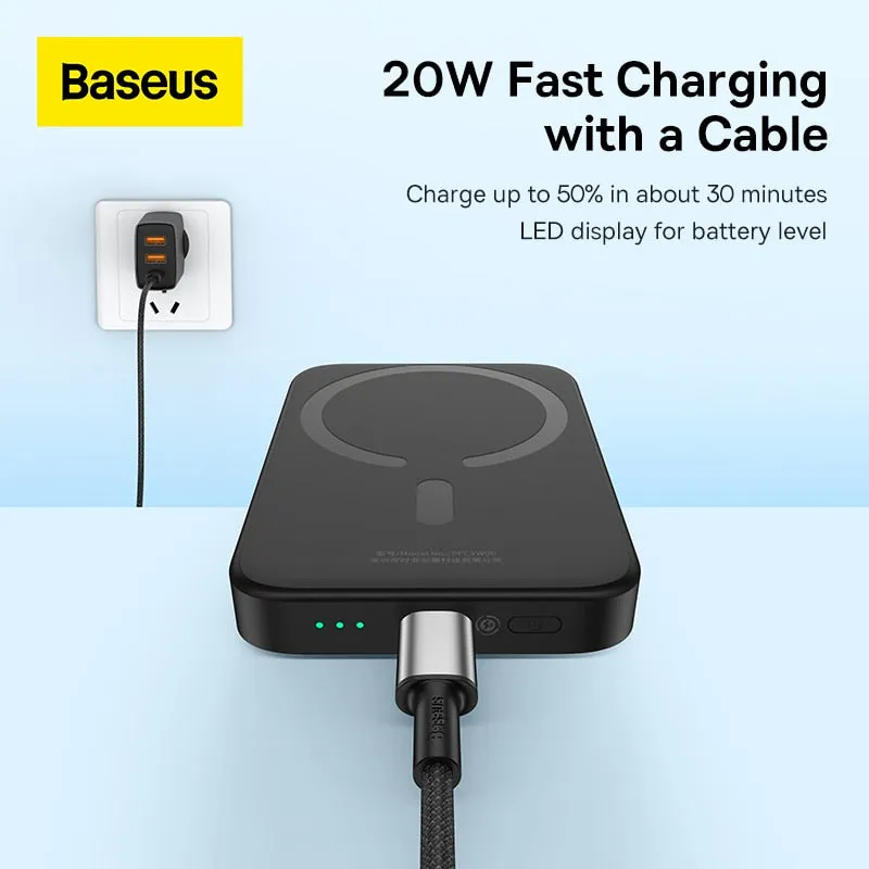 Power Bank Baseus Magsafe 6000mAh 20W Wireless Phone Charger External Battery Fast Charging For iPhone 14 13 12 Series Powerbank