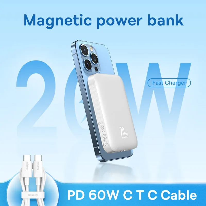 Power Bank Baseus Magsafe 6000mAh 20W Wireless Phone Charger External Battery Fast Charging For iPhone 14 13 12 Series Powerbank