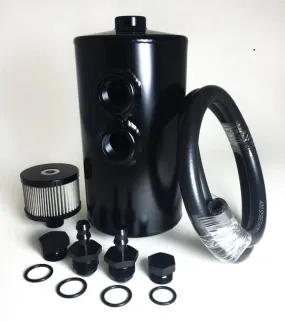 Prosport Breather Tank - 101.6 mm Diameter x 210.64 in Tall - Dual 10 AN O-Ring Female Inlet - Bolt-On - Black