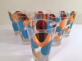 Russel Wright Mid-Century Bright Blue & 22-Karat Gold Eclipse Tumbler Glasses (Set of 6)