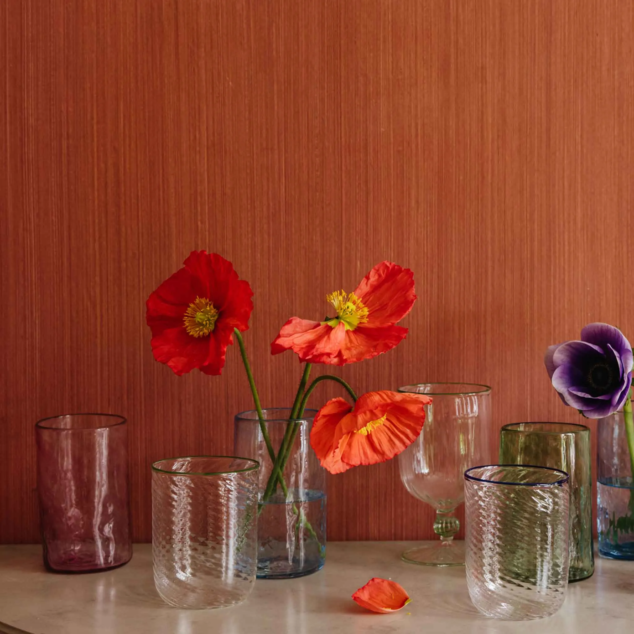 Set of 6 Short Stem Murano Glasses Multicoloured