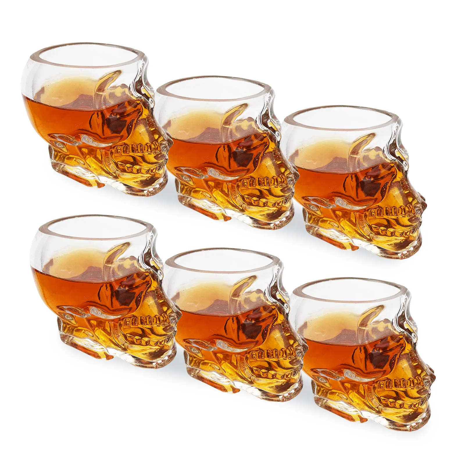 Skull Shot Glasses Set of 6 by The Wine Savant - 3oz Skull Glasses 3" H - Goth Gifts, Skull Gifts, Skull Decor, Skeleton Decor, Skull Shaped Glasses, Perfect for Halloween Themed Parties! by The Wine Savant
