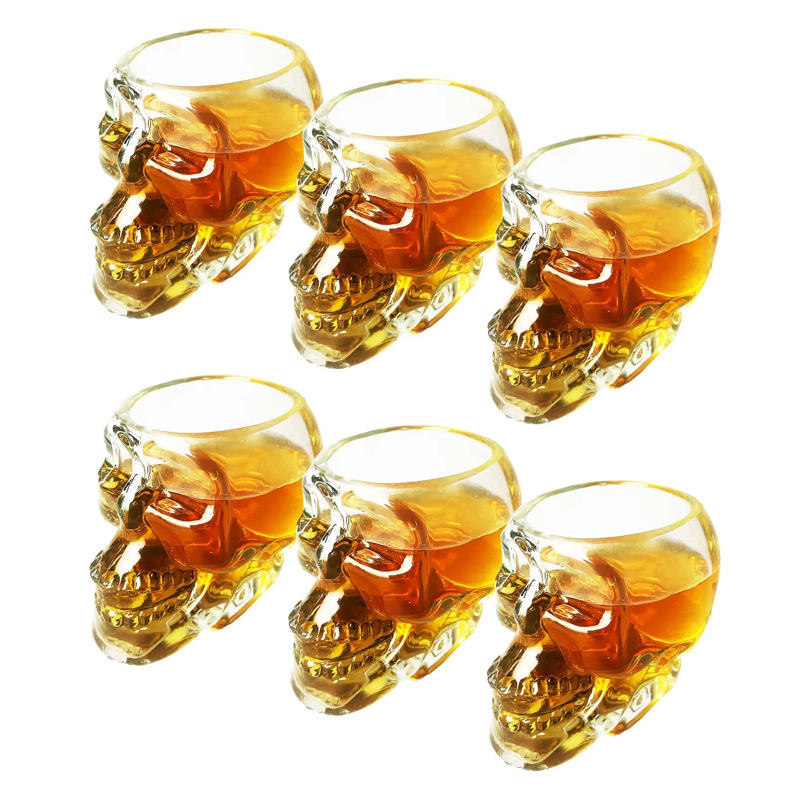 Skull Shot Glasses Set of 6 by The Wine Savant - 3oz Skull Glasses 3" H - Goth Gifts, Skull Gifts, Skull Decor, Skeleton Decor, Skull Shaped Glasses, Perfect for Halloween Themed Parties! by The Wine Savant