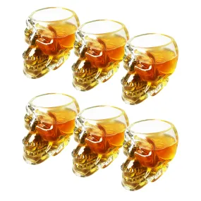 Skull Shot Glasses Set of 6 by The Wine Savant - 3oz Skull Glasses 3" H - Goth Gifts, Skull Gifts, Skull Decor, Skeleton Decor, Skull Shaped Glasses, Perfect for Halloween Themed Parties! by The Wine Savant