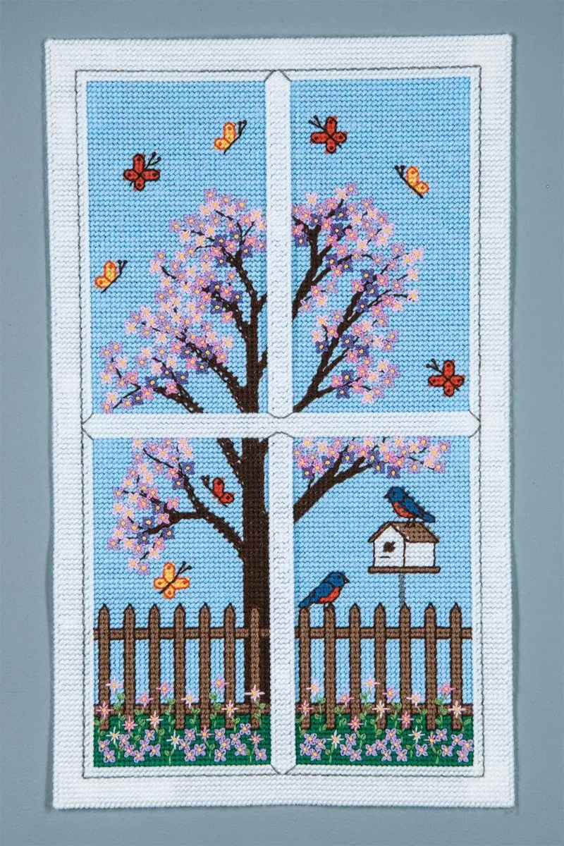 Spring Window Frame Wall Hanging Plastic Canvas Kit