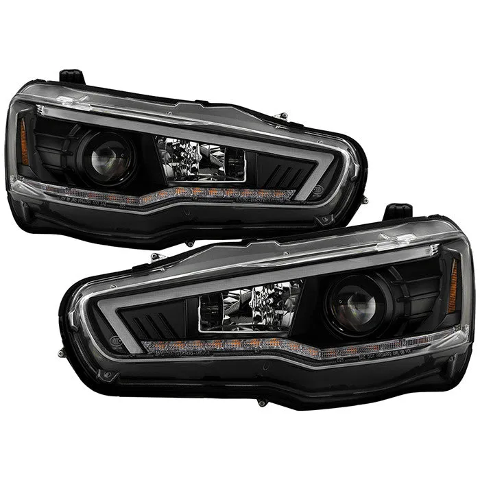 Spyder Lancer/EVO X 08-17 SEQ LED Bar Pro Headlights Black
