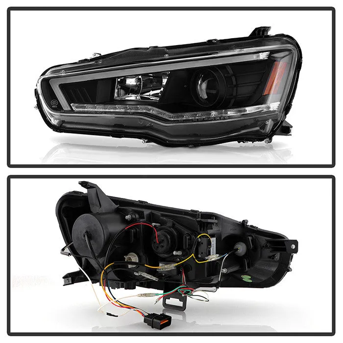 Spyder Lancer/EVO X 08-17 SEQ LED Bar Pro Headlights Black