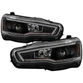 Spyder Lancer/EVO X 08-17 SEQ LED Bar Pro Headlights Black