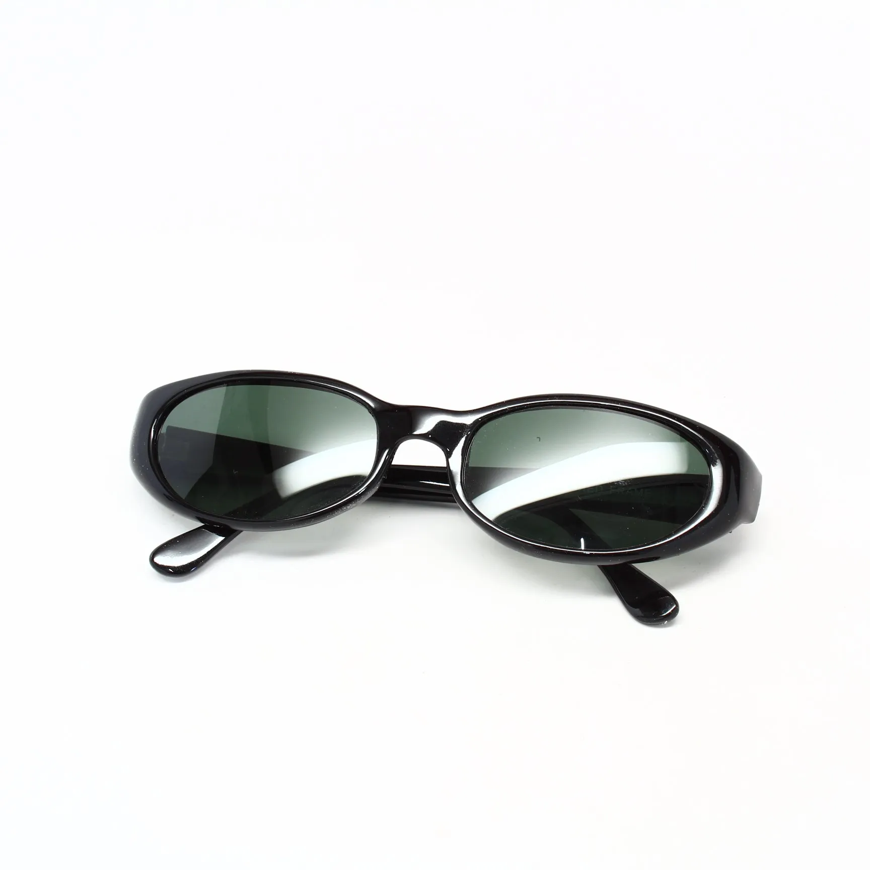 //Style 27// Vintage Standard Size 90s Mod Oval Sunglasses - Black