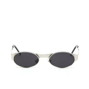 //Style 7825// Vintage 90s New Old Stock Industrial Spring Hinge Sunglasses - Silver