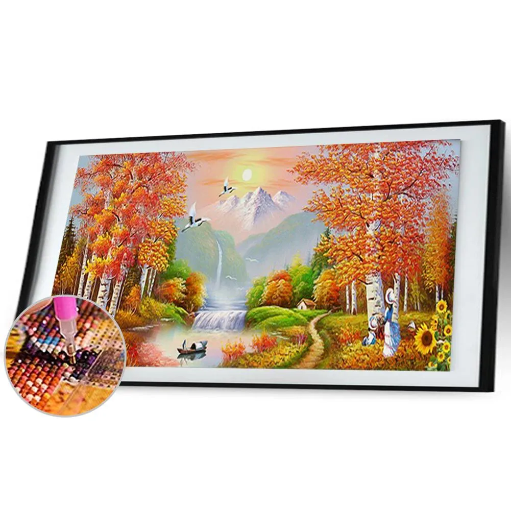 Sunset Crane - Full Round Diamond - 100x50CM
