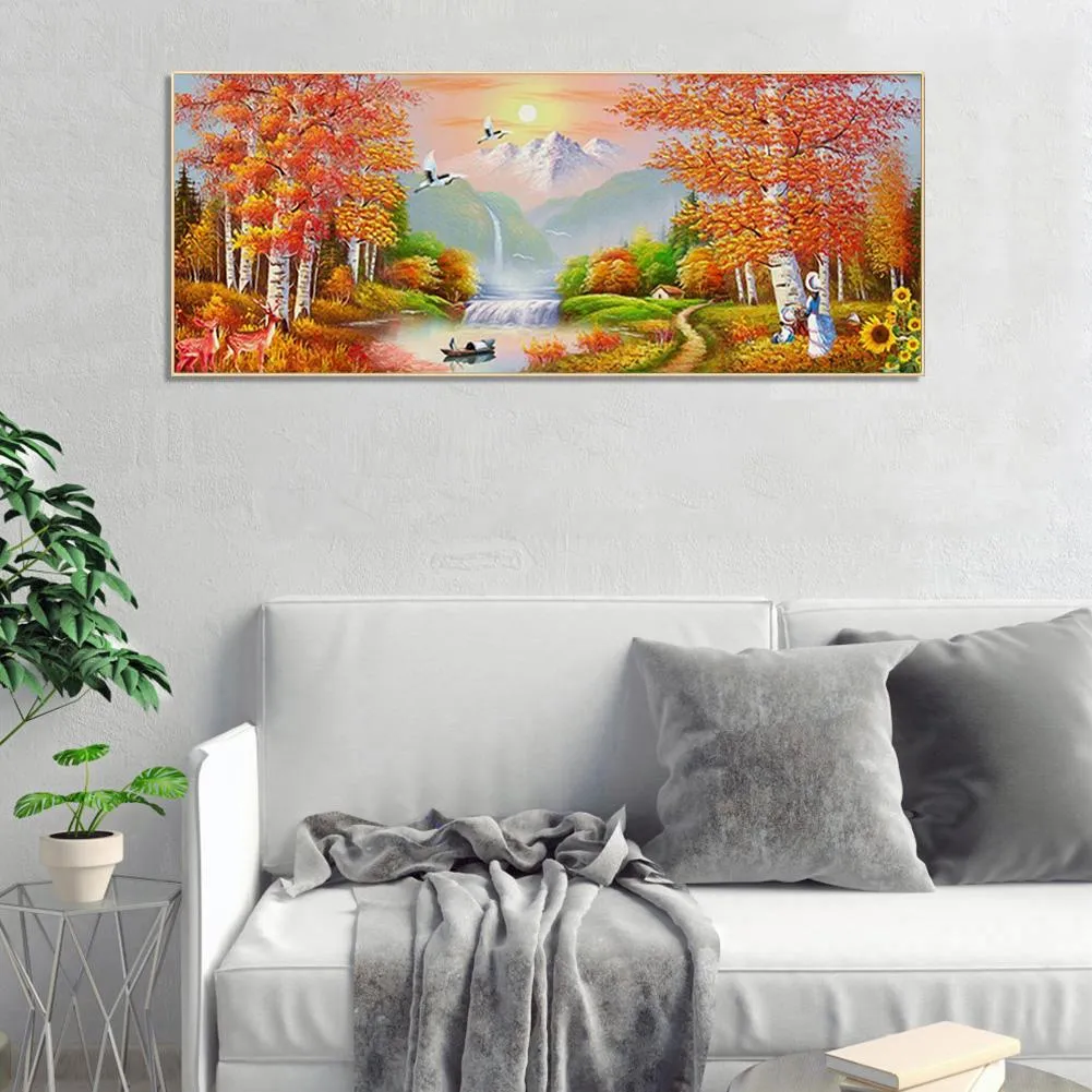 Sunset Crane - Full Round Diamond - 100x50CM