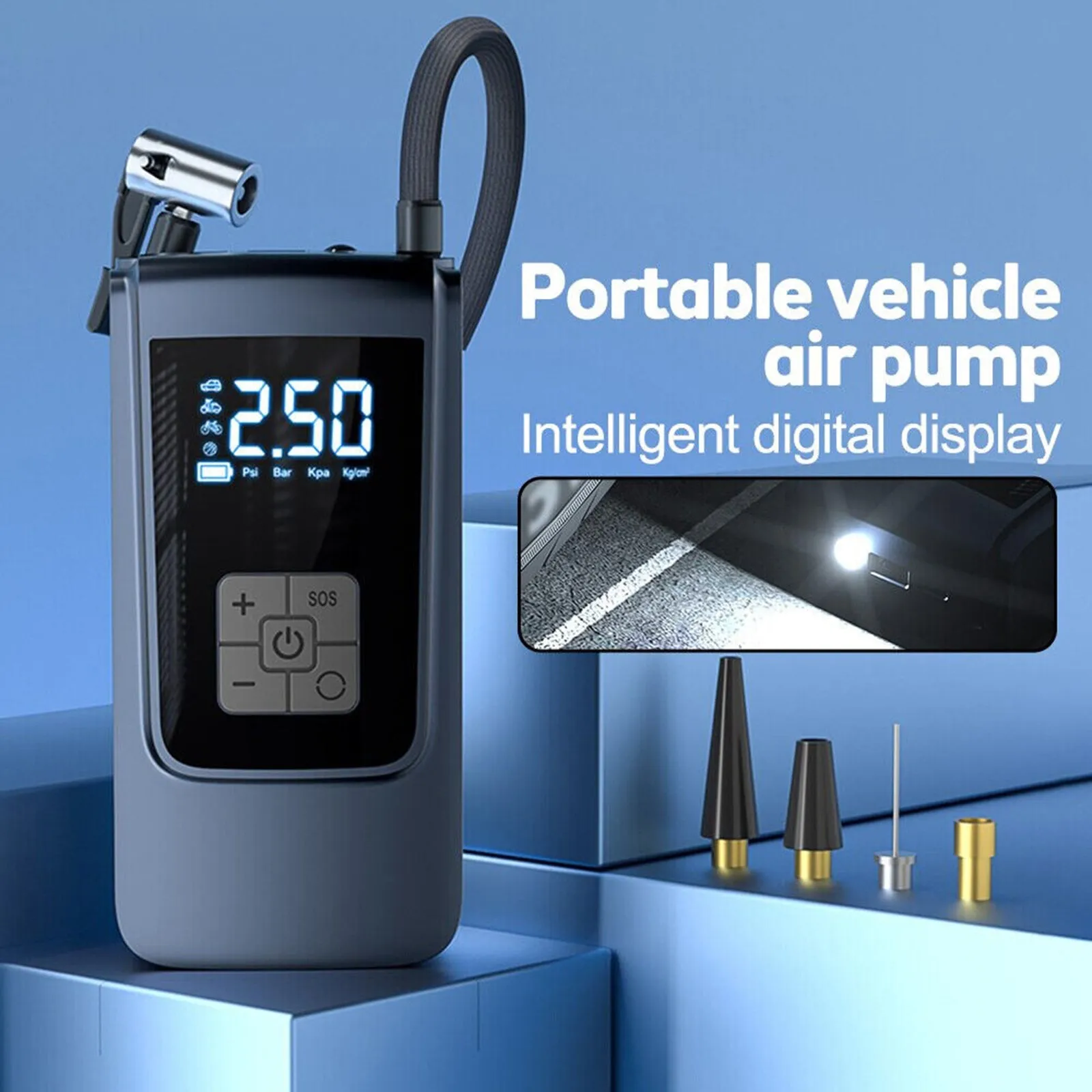Tire Inflator Portable Air Compressor 6000mAh Cordless DC12V