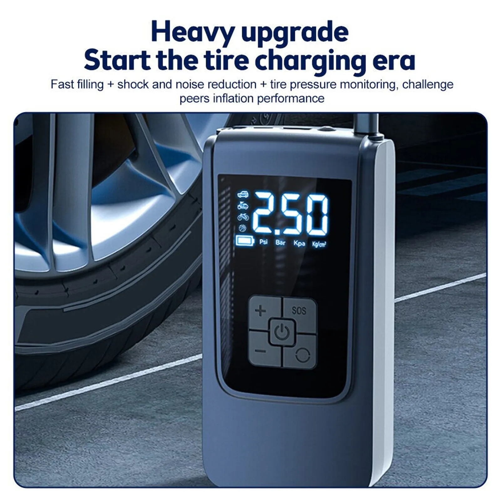 Tire Inflator Portable Air Compressor 6000mAh Cordless DC12V