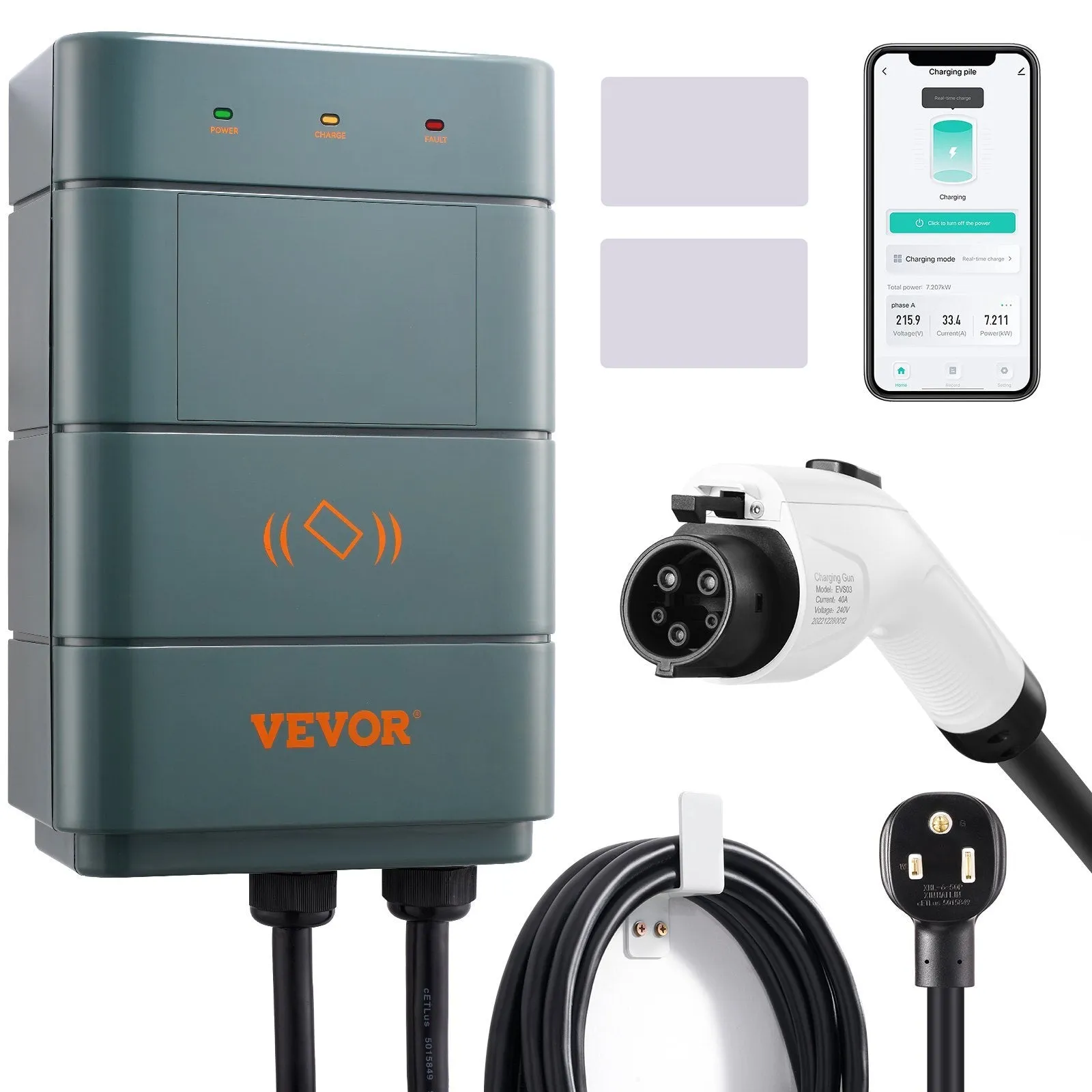 VEVOR Level 2 EV Charging Station 40A Home Electric Vehicle