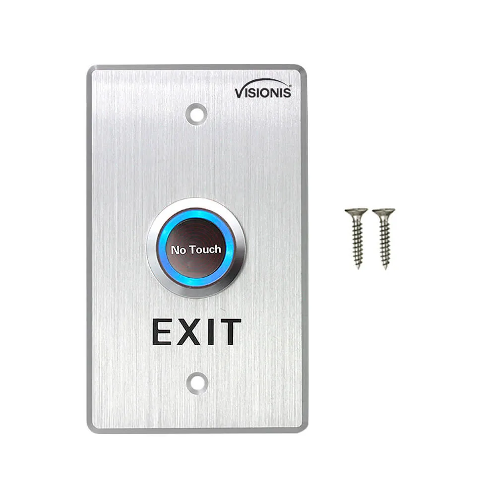 Visionis 10 Pack FPC-7550 VIS-7013 Indoor Stainless Steel No Touch Request To Exit Button With Timer Delay Standard Size With LED Light NC COM And NO Outputs