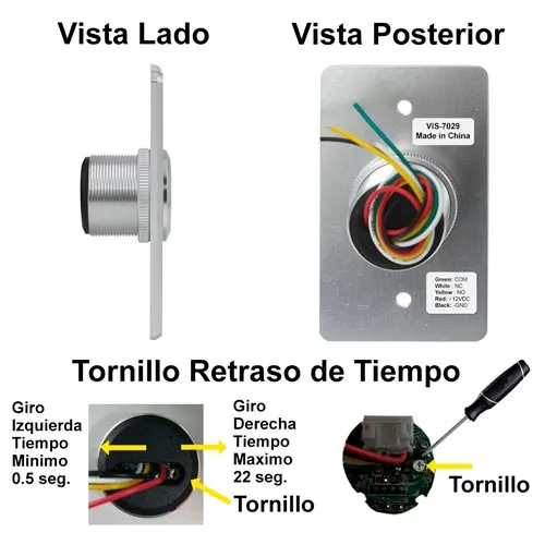 Visionis 10 Pack FPC-7570 VIS-7029 Indoor Stainless Steel No Touch Infrared Request To Exit Button With Time Delay Mid Size NO, COM And NC Outputs